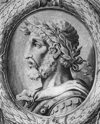 Portrait of Odoacer (Odovacar), leader of the Herules allied to the Huns and minister of Attila (435-493). Engraving of the 18th century. by Unknown artist