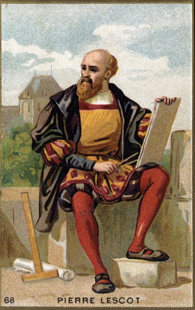 Portrait of Pierre Lescot (1515 - 1578) French architect and painter. Chromolithography of the 19th century by Unknown artist