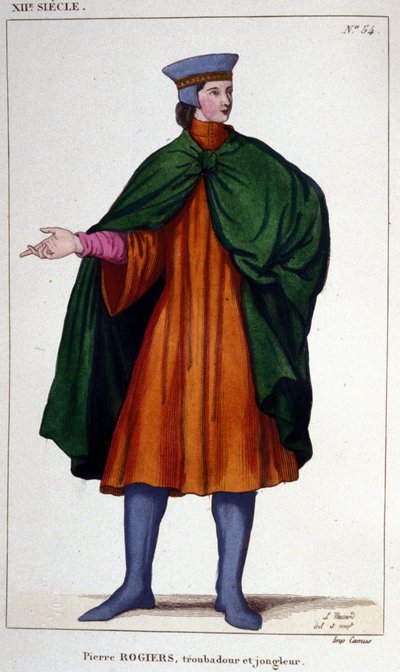 Portrait of Pierre Rogiers, troubadour and juggler of the 12th century. by Unknown artist