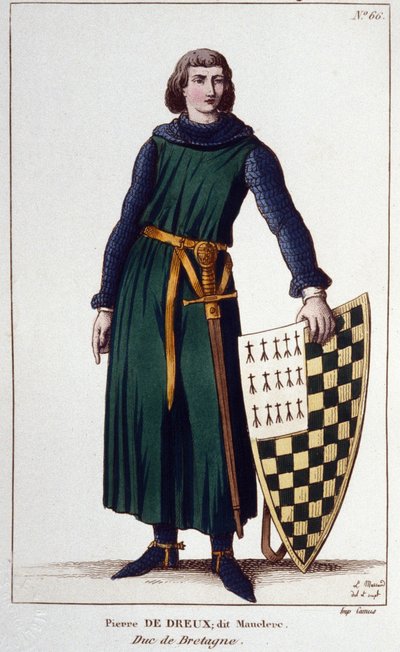 Portrait of Pierre de Dreux, Duke in 1213, Engraving of 1830 by Unknown artist
