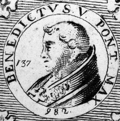 Portrait of Pope Benedict V (engraving of the 19th century) by Unknown artist