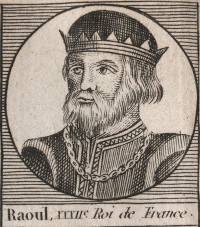 Portrait of Raoul of France (or Rodolphe, c. 890-936) King of the Franks - engraving from 