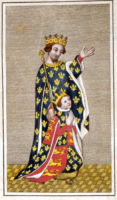 Portrait of Richard III (1452 - 1485) child and his father Richard of York. Engraving from the end of the 18th century. Biblioteca di Brera, Milan. by Unknown artist