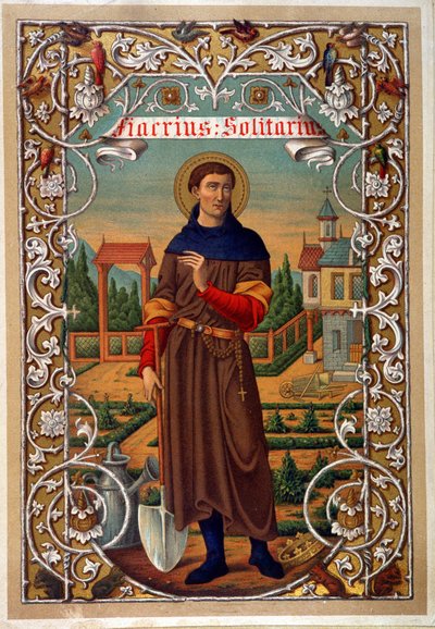Portrait of Saint Fiacre (gardener, hermitage near Meaux), book n.d. 19th century by Unknown artist