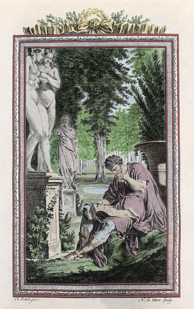 Portrait of Titus Lucretius Carus, Roman philosopher and poet (engraving from 