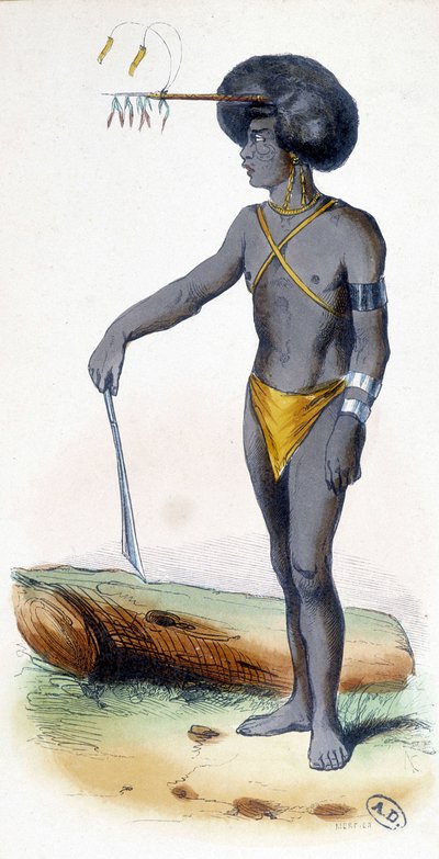 Portrait of a Papua, people of New Guinea. by Unknown artist