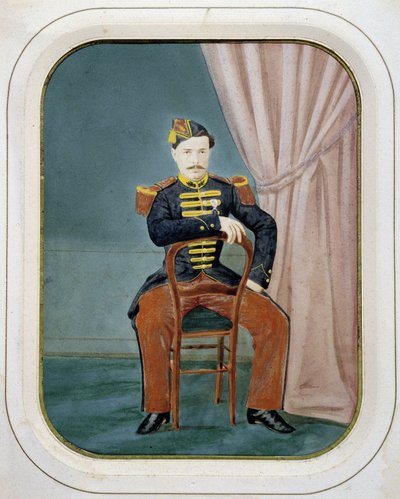 Portrait of a soldier. Anonymous colored photograph, circa 1880. by Unknown artist