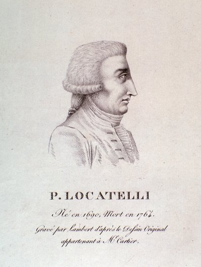 Portrait of Italian violinist and composer Pietro Locatelli (1695-1762) Engraving. 18th century. by Unknown artist