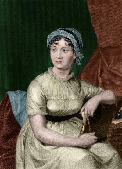 Portrait of the English writer Jane Austen (1775-1817) Engraving from the book 