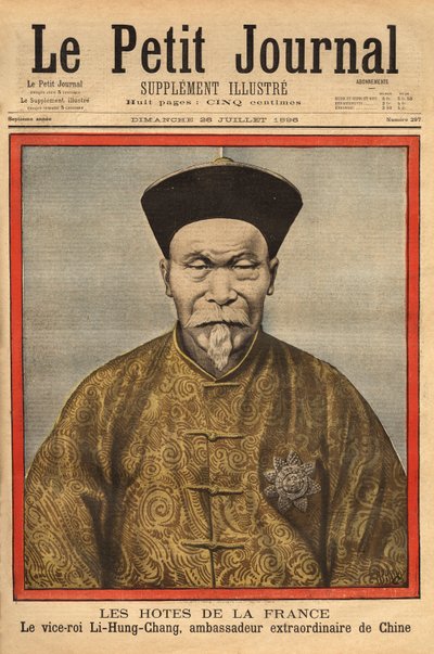 Portrait of the Vice King of Petchili, Li Hung Chung, Extraordinary Chinese Ambassador to France, on an official visit in 1896. Engraving in 