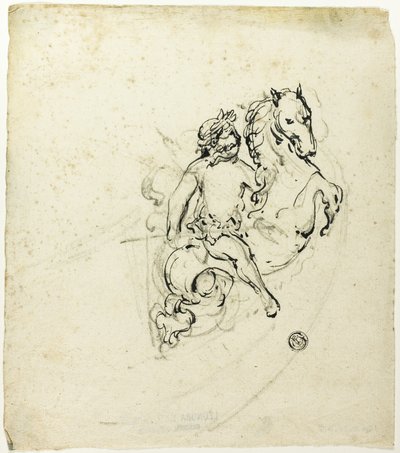 Putto Crowned with Laurel, on Prancing Horse by Unknown artist