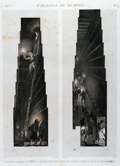 Pyramids of Memphis: view of the upper gallery of the Great Pyramid, taken from the upper and lower bearing - in “Description of Egypt”, Imperial Editions by Unknown artist