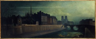 Quai des Orfèvres, Pont Saint-Michel, Notre-Dame, circa 1860; night effect, present-day 1st and 4th arrondissements, between 1855 and 1865 by Unknown artist