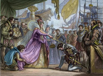 Queen Elizabeth I Knighting Francis Drake by Unknown artist