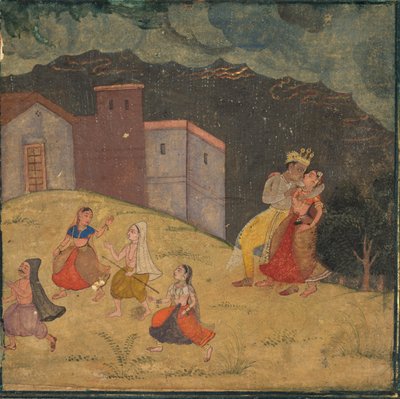 Radha and Krishna Caught in a Storm by Unknown artist