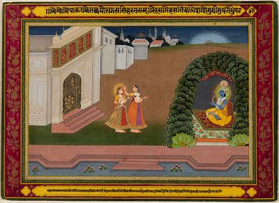 Radha’s Confidante Brings Her to Krishna, Based on Poetry of Bihari (Indian, 1595–1663) by Unknown artist