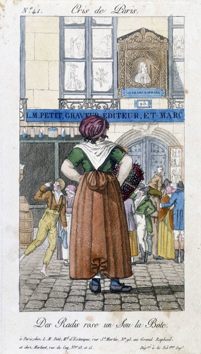 Radish merchant in the streets of Paris - in Cris de Paris, early 19th century by Unknown artist