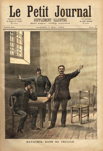 Ravachol (1859-1892, or Francois Claudius Koenigsberg) in his cell, after his hearing at the assizes on April 26 by Unknown artist