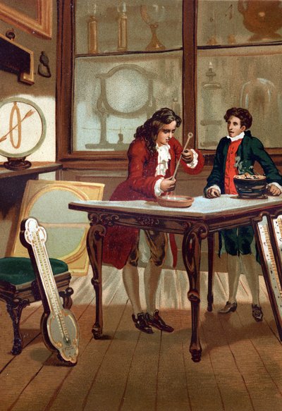 René Antoine Ferchault de Réaumur (1683-1757), French chemist and physicist, building his thermometer in 1730. After 