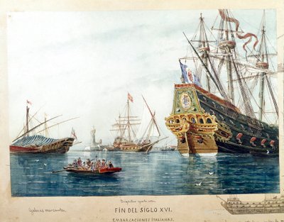 Representation of Italian Ships, Galleys, Brigantine of the 16th Century by Unknown artist