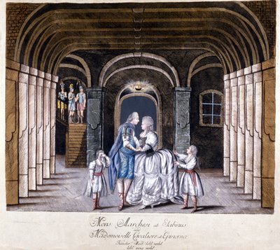 Representation of the opera “Giulio Sabino” by Giuseppe Sarti (1729-1802) in Vienna in 1785. On stage Caterina (Katharina) Cavalieri and the castrate Luigi Marchesi. by Unknown artist