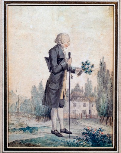 Representation of the Philosopher Jean Jacques Rousseau Picking Flowers in Ermenonville by Unknown artist