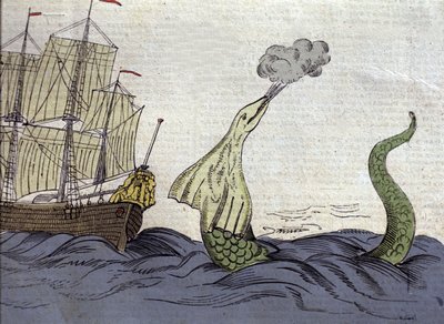Representation of the sea snake seen by the Norwegian missionary Hans Egede (1686-1758) during his trip to Greenland. Engraving of the 18th century by Unknown artist