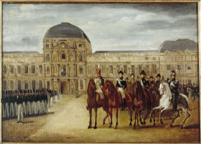Review in front of the Château des Tuileries (circa 1820. Current 1st arrondissement, between 1815 and 1825) by Unknown artist