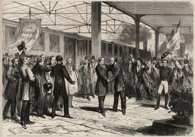 Revolution of September 1868 in Spain: arrival of Salustiano Olozaga in Madrid. Engraving in 