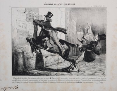 Regulation of the Jockey Club of Paris: Each member of the Jockey Club must have a Jockey, and a horse... by Unknown artist
