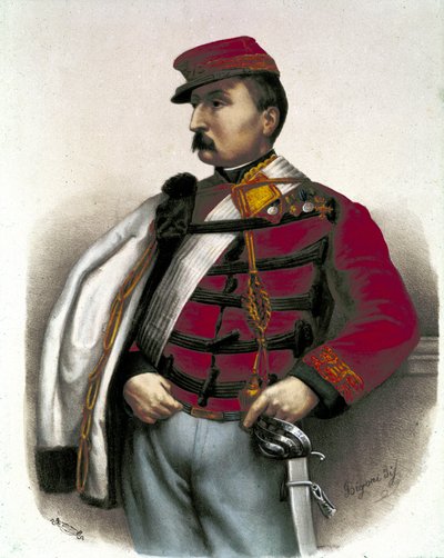 Risorgimento: Portrait of Nino Bixio (1821-1873), Italian military and politician. He took an important part in the Italian Unite. by Unknown artist