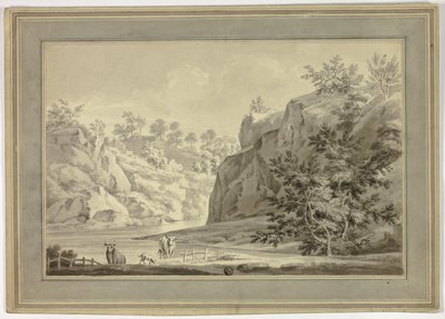 River Landscape with Cows and Dog in Foreground by Unknown artist