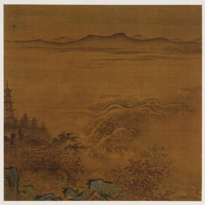 River Landscape: A Pagoda, Foaming Rapids, Distant Hills by Unknown artist