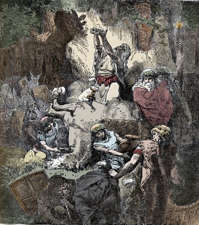 Sacrificing to Heathen Deities - Celtic Civilization: Sacrifice of a Horse to the Deities of Fertility by Unknown artist