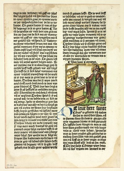 Saint Conrad from Lives of the Saints, Wintertime, Plate 40 from Woodcuts from Books of the 15th Century by Unknown artist