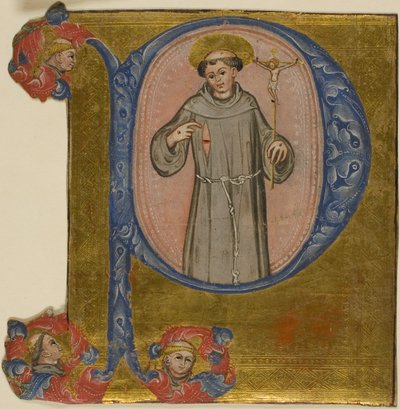 Saint Francis in a Historiated Initial "P" by Unknown artist