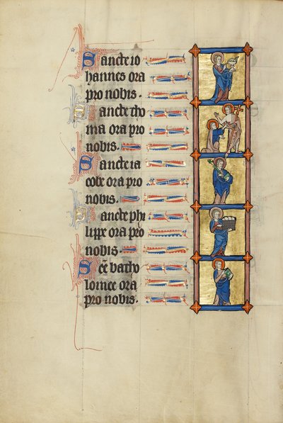 Saint John the Evangelist with the Poisoned Chalice; Doubting Thomas; Saint James with a Book and the Poisoned Club; Saint Philip Carrying a Basket of Bread; Saint Bartholomew with a Book by Unknown artist