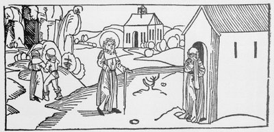 Saint Pastor. Engraving from “Leben der Heiligen - Sommerteil” (The Book of the Saint) by Jacobus of Voragine by Unknown artist