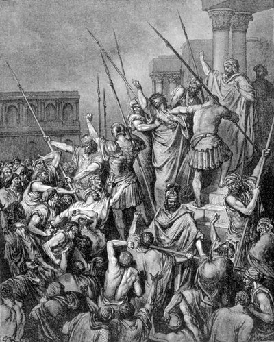 Saint Paul is Halted in Jerusalem. 19th Century Engraving by Unknown artist