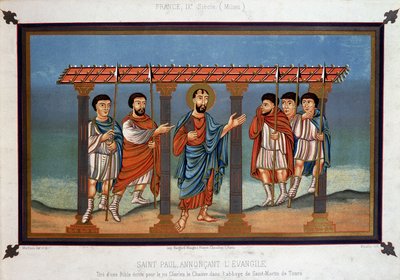 Saint Paul proclaiming the Gospel - from a Bible written for King Charles the Bald in the Abbey of Saint Martin of Tours, 9th century by Unknown artist