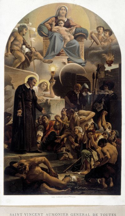 Saint Vincent de Paul chaplain general of the poor (with Virgin and Child Jesus) by Unknown artist