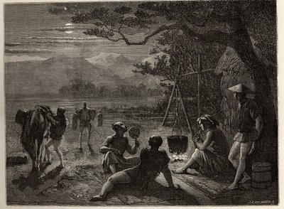 Scene of rest in the country, in the moonlight by Unknown artist