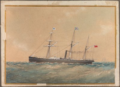 Screw steam ship flying Satsuma flag, probably 