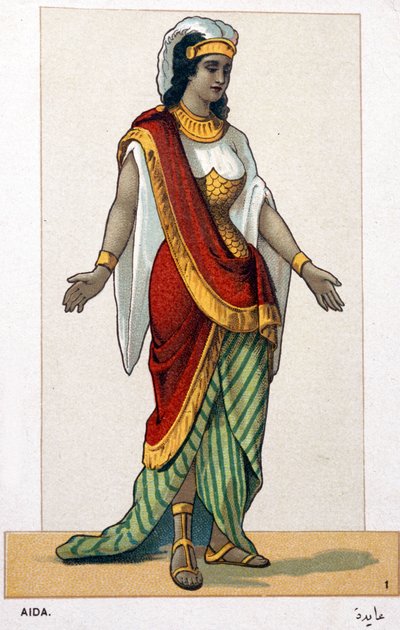 Series of chromolithographs of opera costumes on the occasion of the first representation of Aida by Giuseppe Verdi: Aida. 1872 by Unknown artist