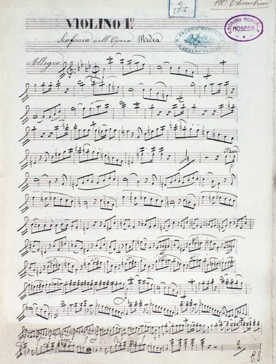 Sheet music for the first violin of Medea, opera by Luigi Cherubini by Unknown artist
