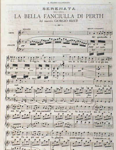 Sheet Music Page for The Fair Maid of Perth, Opera by Georges Bizet by Unknown artist