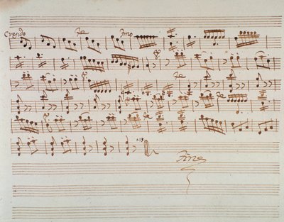 Sheet music page for the first violin in the opening of Mithridate, King of the Pont, opera by Mozart by Unknown artist