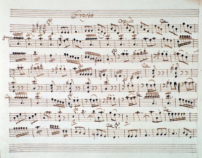 Sheet music page for the first violin in the opening of Mithridate, King of Pontus, opera by Mozart (1770) by Unknown artist