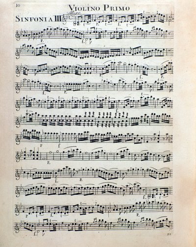 Sheet music page for violin of symphony no. 3 by Christian Cannabich by Unknown artist
