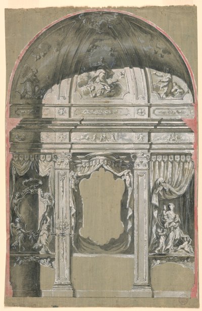 Side Chapel, with Figures of Charity, the Virgin, and Saints by Unknown artist